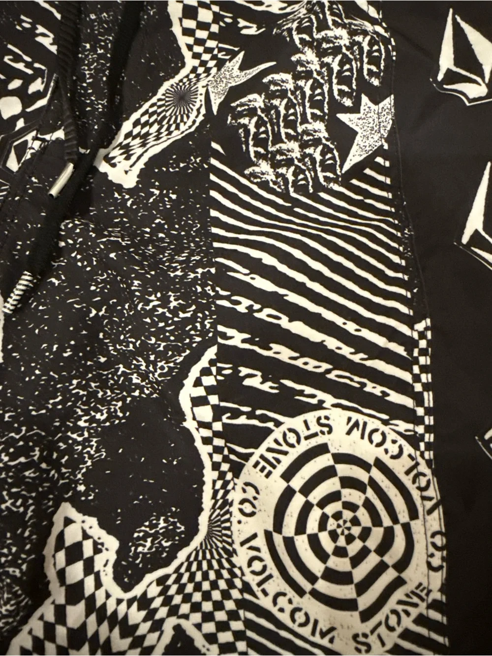 Volcom Kids Lido Iconic Mod Graphic Black White Boardshorts